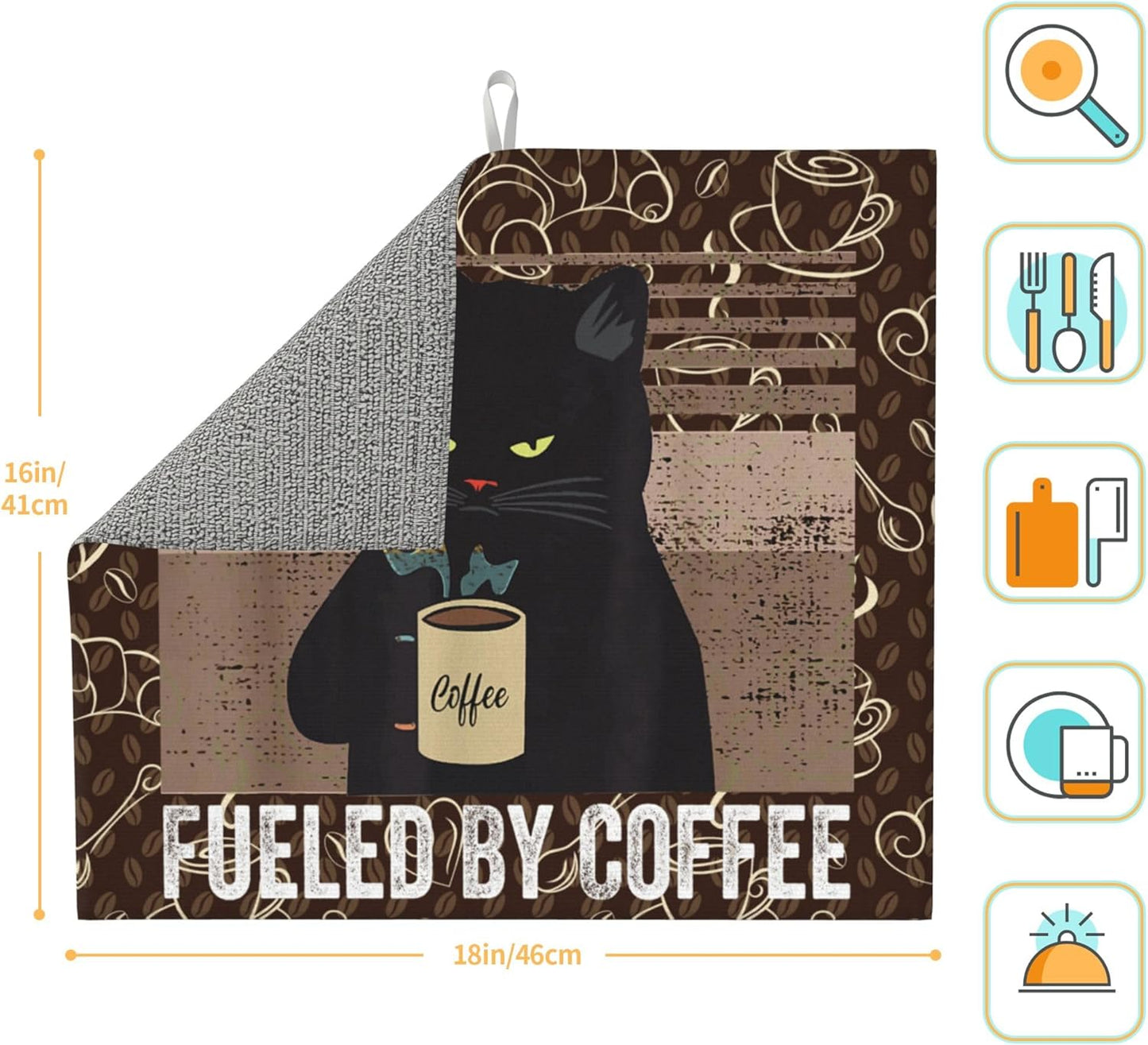 Vintage Cat Dish Drying Mat for Kitchen Counter Retro Coffee Dish Drainer Rack Mats 16x18 Inches Absorbent Reversible Decorative Drying Pad