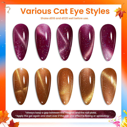 Beetles Cat Eye Gel Nail Polish Set, 6 Colors Brown Purple Glitter Nude Sparkle Stunning Champagne Burgundy Gold lavender Magnetic Effect Nail U v Gel Polish Art Design Gifts for Women