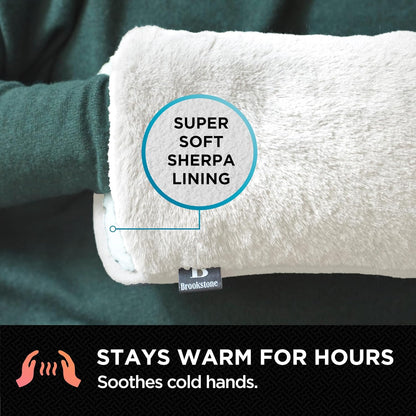 Brookstone Faux Fur Hand Warmer | Soothe Cold Hand Muff with Microwavable Gel Pack for Long Lasting Heat | Cozy Sherpa & Plush Lining for Ultimate Comfort | Hand Muffs for Women & Men