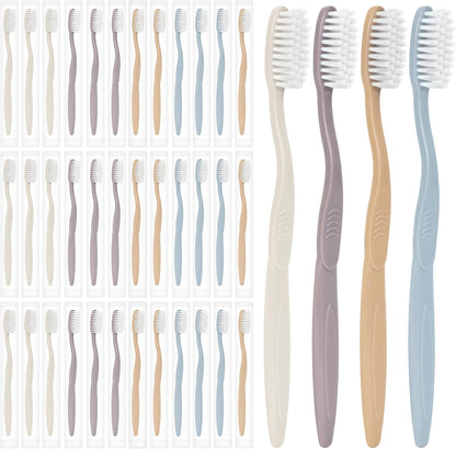 40-Pack Individually Wrapped Toothbrushes with Tongue Scraper | Bulk Soft Bristle Toothbrush Set for Adults, Travel-Friendly Disposable Toothbrushes for Hotels, Dental Offices(Multi-Colored)