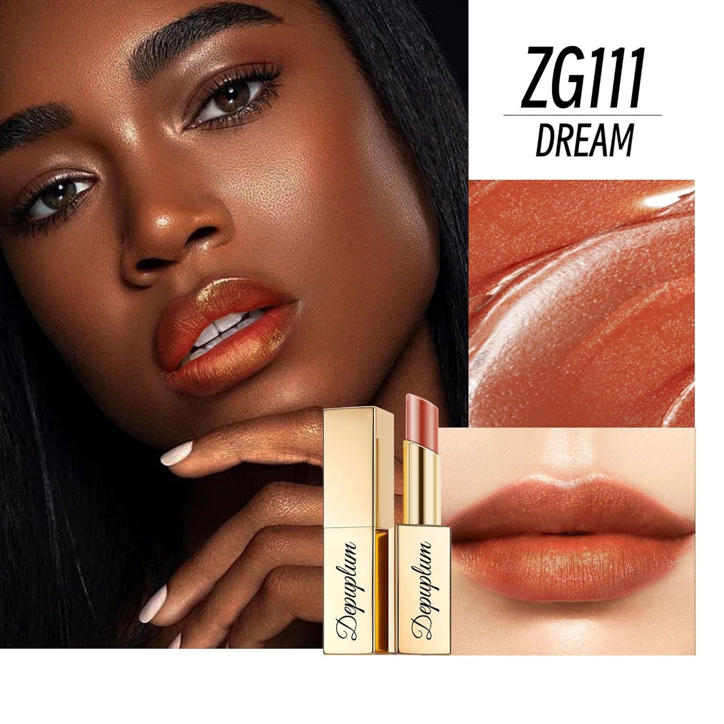 Light Brown Lipstick Moisturizing for Women Shimmer Tinted Lip Balm Hydrating Nourishing Lip Gloss Vegan& Cruelty Free Lip Makeup, ZG111 Dream