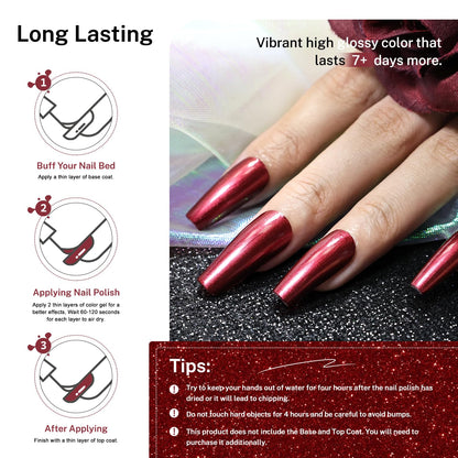16.5ml Red Glitter Nail Polish Large Volume Quick Dry Nail Polish, Long Lasting Shine, Fingernail Toenail Nail Art DIY Home Travel Nail Art Gift