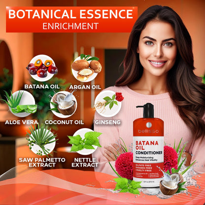 BELLISSO Batana Oil Conditioner for Women and Men - Sulfate Free, Volumizing Treatment for Thinning Hair - Thickening, Volume Boost - 16 Fl Oz