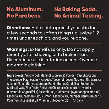 Pretty Frank Natural Aluminum-Free Deodorant Stick with Charcoal, Baking Soda-Free, Charcoal Seaside (1-Pack) | Sensitive Skin Friendly, Effective Odor Control for Women & Men, Organic Ingredients