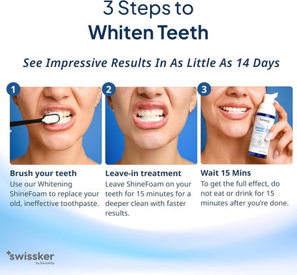 Swissklip Teeth Whitening Foam | Mint Flavor Whitening Toothpaste | Teeth Whitener I Professional Teeth Whitening Kit | 100% Vegan - Made in USA - 1.69 oz - Pack 1
