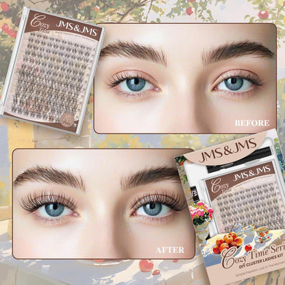 JMS&JMS Super Thin Band Eyelash Clusters Reusable Soft & Comfortable (Flora,8-18mix)