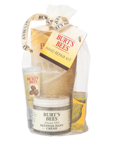 Burt's Bees Gifts Ideas - Hand Repair Set, 3 Hand Creams plus Gloves - Almond Milk, Lemon Butter Cuticle Cream, Shea Butter Repair
