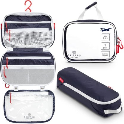 Toiletry Bag Kit Set: Hanging Travel Toiletry Bag + 311 TSA Cosmetic Liquid Bag + Ultralight Accessory Organizer Pouch