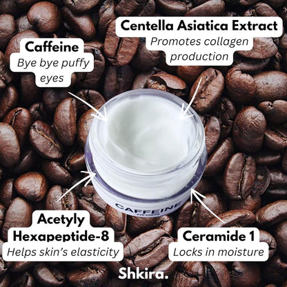 Caffeine Eye Cream | 5% Caffeine I Under Eye Cream for Dark Circles | Get Rid of Bags Under Eyes I Best Eye Cream For Wrinkles | Eye Cream For Women | Eye Cream For Men | Crema Para Ojos