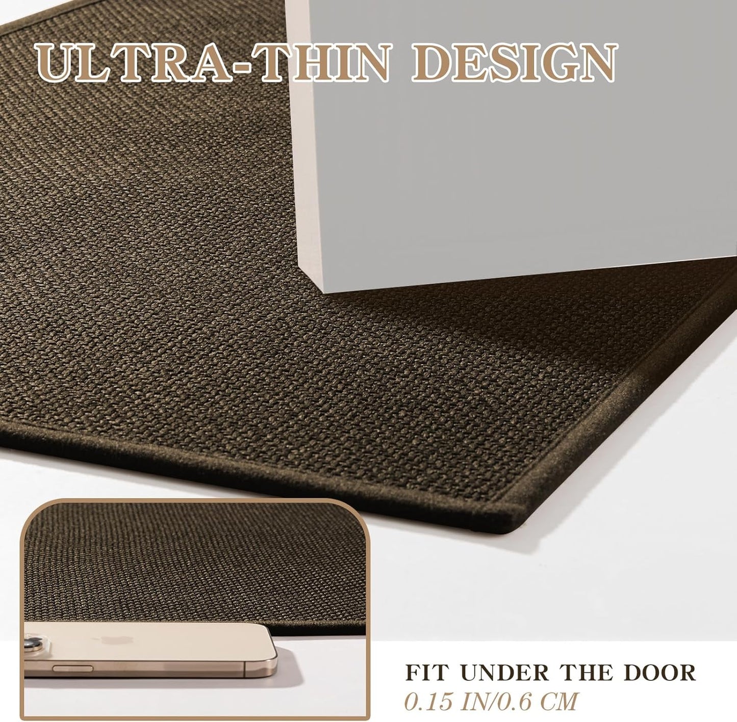 chakme Bathroom Rugs Mat 24x17, Ultra Thin Non Slip Bath Mat Small Quick Dry Absorbent Bath Mat for Bathroom Floor, (Brown, 24"x17")
