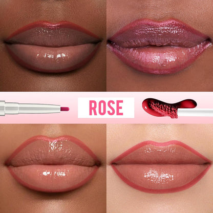 iMethod Lip Liner Stain - Lip Stain, 2-In-1 Dual-Ended Peel Off Lip Stain with Tweezer, Natural Long Lasting Peel Off Lip Liner, Easy to Use for All Skin Types, Stay All Day, Rose