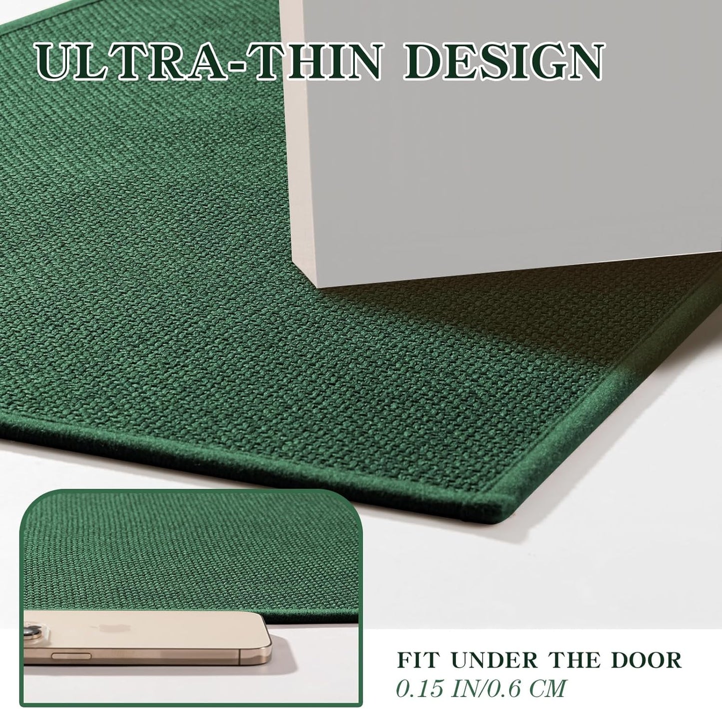 chakme Bathroom Rugs Mat 32x17, Ultra Thin Non Slip Bath Mat Quick Dry Absorbent Bath Mat for Bathroom Floor, (Green, 32"x17")
