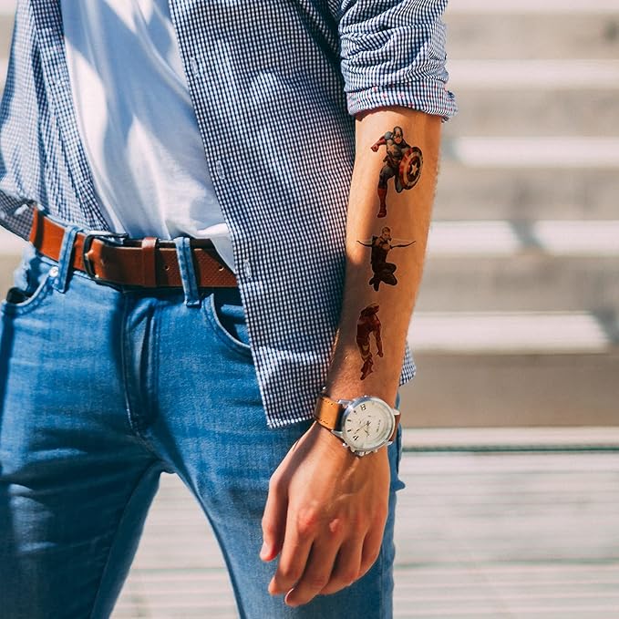 8 sheets superhero temporary tattoos