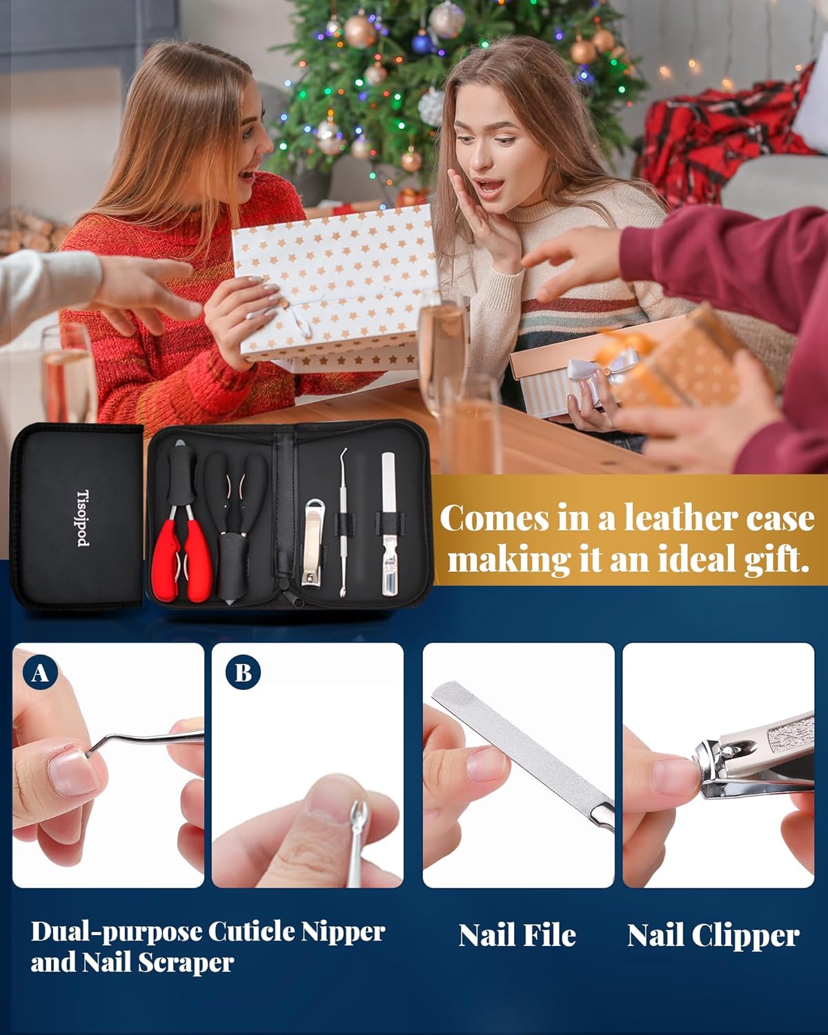 5Pcs Professional Nail Clippers Set for Ingrown & Thick Nails, Heavy Duty Toenail Clippers for Seniors, Men, Women