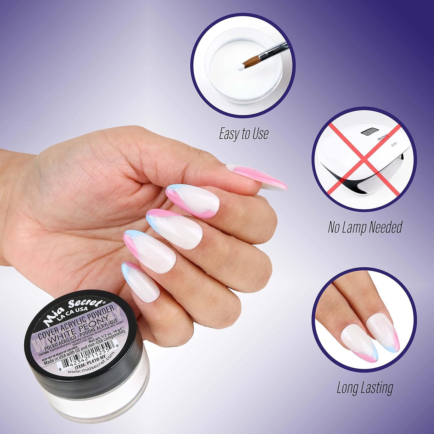 Cover White Peony Acrylic Powder Mia Secret (4 oz.)