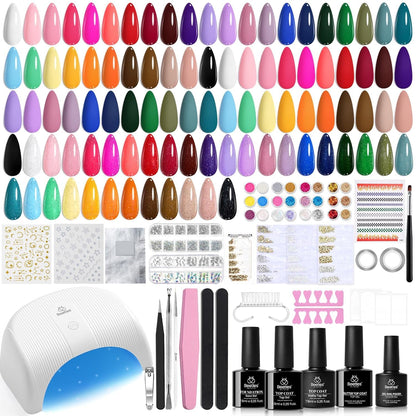 Beetles Gel Nail Polish Kit with U V Light - 53 Pcs Emotional Spectrum Pro 32 Colors Gel Nail Kit with Base &Matte &Glossy Top Coat and Tools Decoration Manicure Set Soak Off Gifts for Women Girls