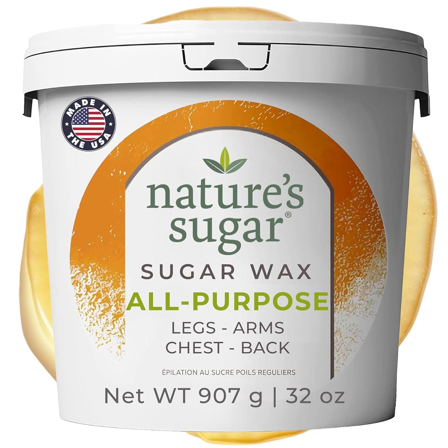 Nature’s Sugar Wax All-Purpose Sugaring Paste for Legs, Back, Arms, Chest - 32oz - Beginner-Friendly Sugar Wax Hair Removal for All Skin Types - Vegan & Cruelty-Free