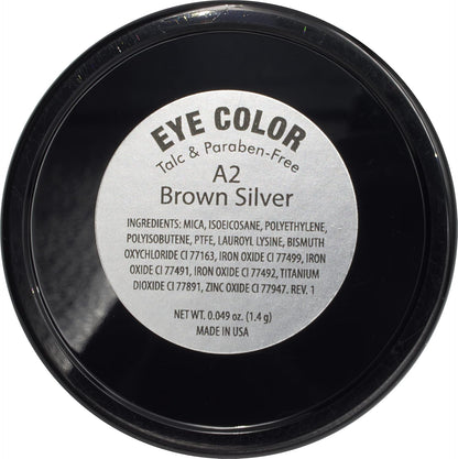 Brown Silver Shimmering Metallic Chocolate Brown Dark Bronze Pressed Powder Single Vegan Eyeshadow; Talc, Paraben & Cruelty Free