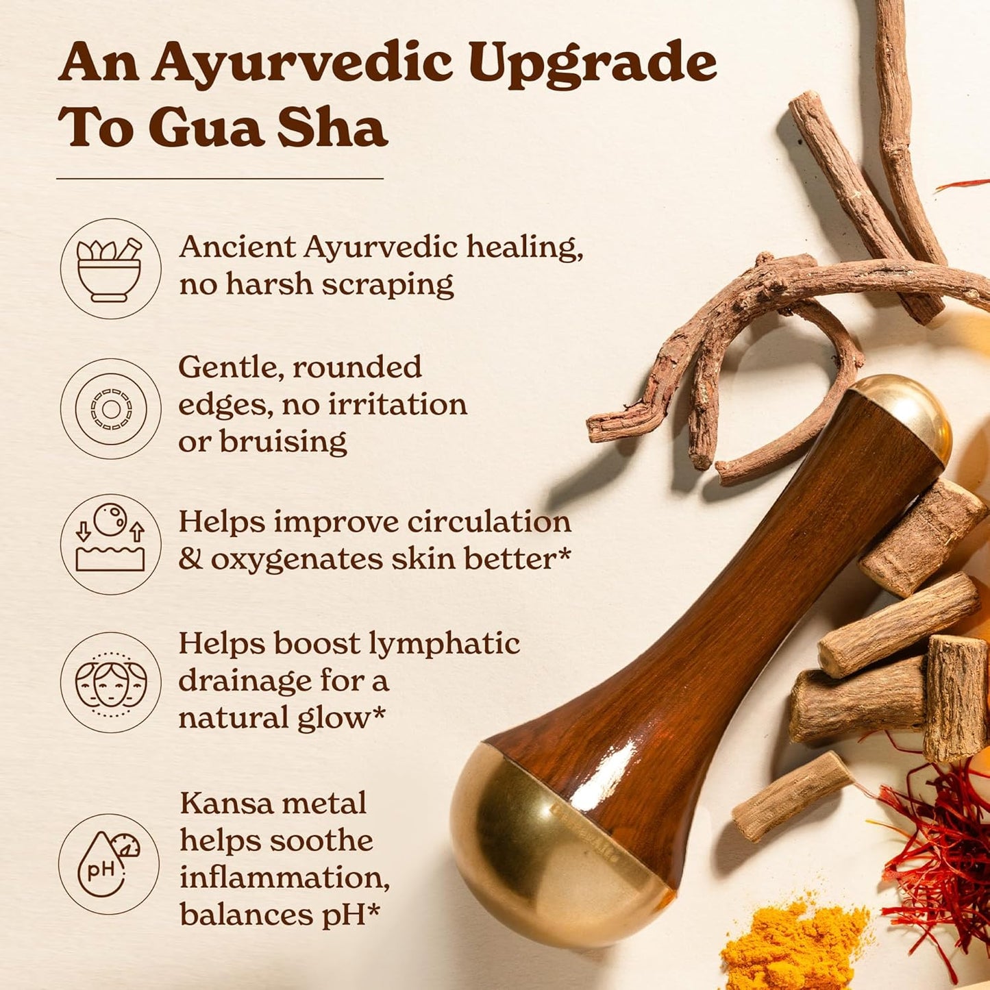 Kansa Wand Facial Massage Tool| for Radiant Skin & Lymphatic Drainage| Detoxifies Skin, Balances PH & Gives Sculpted Face