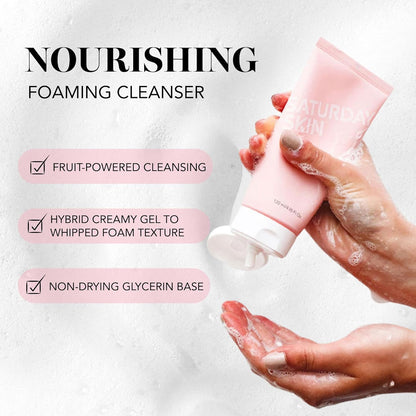 Saturday Skin Face Cleanser Hydrating Foam Cleanser Natural ingredients Anti-aging | Makeup Remover and Face Wash | Fragrance Free Ideal for Sensitive, Dry Skin Korean Skincare