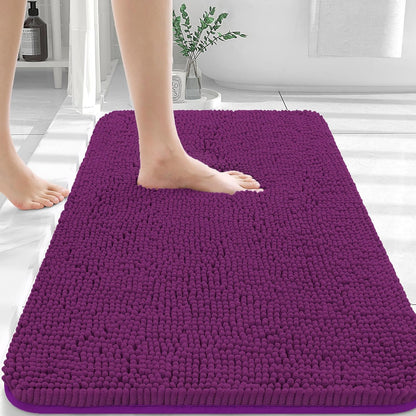 OLANLY Bathroom Rugs 36x24, Extra Soft Absorbent Chenille Bath Rugs, Rubber Backing Quick Dry, Machine Washable Bath Mats for Bathroom Floor, Tub and Shower, Home Decor Accessories, Purple