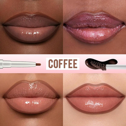 iMethod Lip Liner Stain - Lip Stain, 2-In-1 Dual-Ended Peel Off Lip Stain with Tweezer, Natural Long Lasting Peel Off Lip Liner, Easy to Use for All Skin Types, Stay All Day, Coffee