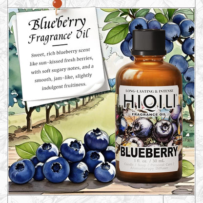 HIQILI Blueberry Fragrance Oil for Candle & Soap Making, Fruity Scents for Reed Diffuser Oil Refill, Add to Lotion, Body Wash - 1 Fl Oz