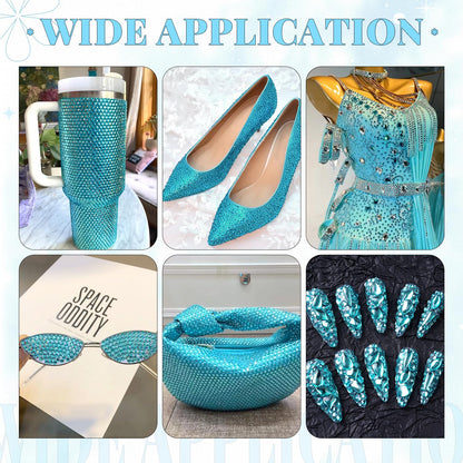 6000Pcs Resin Rhinestones for Bedazzling with 3Pcs B7000 Jewelry Glue, 1 Box Teal Blue Flatback Rhinestones for Crafting Crafts DIY, Crystals Gems for Clothing Shoes Tumblers Nail Art Makeup