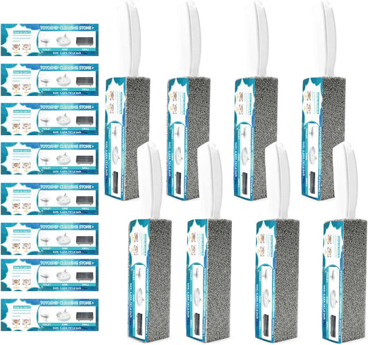 8 Pack Toilet Pumice Stone with Handle, Pumice Stone for Toilet Cleaning, Toilet Stone for Household Cleaning, with 8 Pack Label Manuals