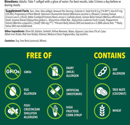 Iberogast Softgels, Herbal Relief of Stomach Upsets: Occasional Indigestion, Bloating, Gas, Nausea, Upset Stomach; 6-Herb Blend with Iberis Amara, Peppermint, Licorice, Lemon Balm; 30ct