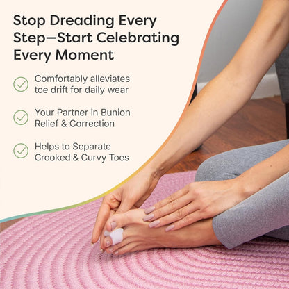 ZenToes Gel Toe Separators for Overlapping Toes, Bunions, Big Toe Alignment, Corrector and Spacer - 4 Pack (White)