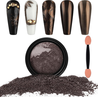 Artdone Chrome Nail Powder, Coffee Color Iridescent Aurora Powder Metallic Mirror Effect Pigment Pearlescent Mermaid Pigment Pearl Glitter Dust Kit, Nail Art Decoration, Resin Craft