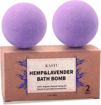 Bath Bombs,2 Pack Fizzy Spa Gift Natural Hemp Oil Extract and Lavender Essential Oils Bath for Moisturizing Dry Skin,Relaxing,Bubble Bath for Gifts Idea for Men Women