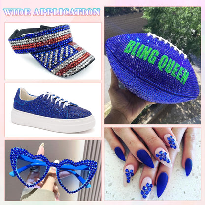 30000Pcs Resin Rhinestones for Bedazzling with 3Pcs B7000 Jewelry Glue, Royal Blue Flatback Gems Rhinestones for Crafting, Clothing Tumblers Mugs Shoes Fabric Decor Nail Art