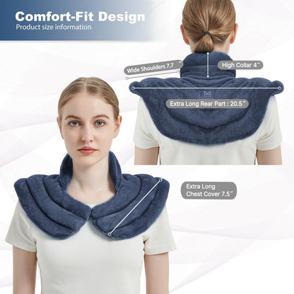 Neck Heating Pad Microwavable for Shoulders, Warmer Wrap Microwave Heating Pad for Neck and Shoulders for Pain Relief (Navy Blue)