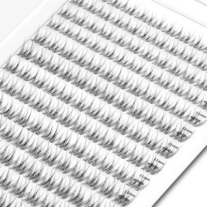 Self Adhesive Eyelashes, 156 Pcs Self Adhesive Eyelash Clusters, No Glue Needed, Invisible Band Lash Clusters - Longer Lasting, No Sticky Residue Pre Glued Eyelashes (Natural-Invisible Band)
