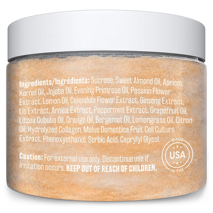 Brown Sugar Scrub Face Foot & Body Exfoliator Infused with Collagen and Stem Cell Exfoliating Salt Body Scrub for Toning Skin Cellulite Skin Care, 12oz by M3 Naturals