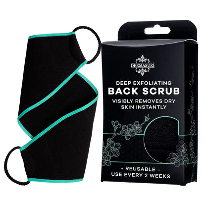 Dermasuri Deep Exfoliating Back Scrubber -Bath & Shower Back Scrub - Body Exfoliator Scraper Tool - Deep Exfoliation Body Cleaner for Shower, 27" Long, 8" Wide