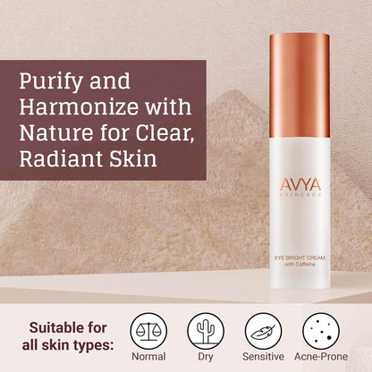 AVYA Eye Bright Cream (0.5oz/15ml) - Advanced Ayurvedic Skincare/Caffeine Reduces Dark Circles and Puffiness/Tightens and Reduces Fine Lines Around Eyes