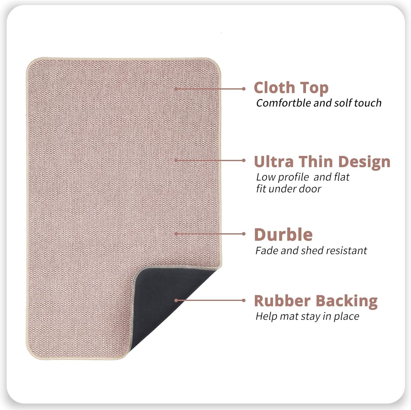 Bath Mat,Ultra Thin Bathroom Runner Rugs,Large Bath Mats for Bathroom,Quick Dry,Non-Slip,Machine Washable,Low Pile,Bath Rug,Shower Outside,Sink,Home Decor Accessories.Beige,1'5"x2'11"（17x35inch）