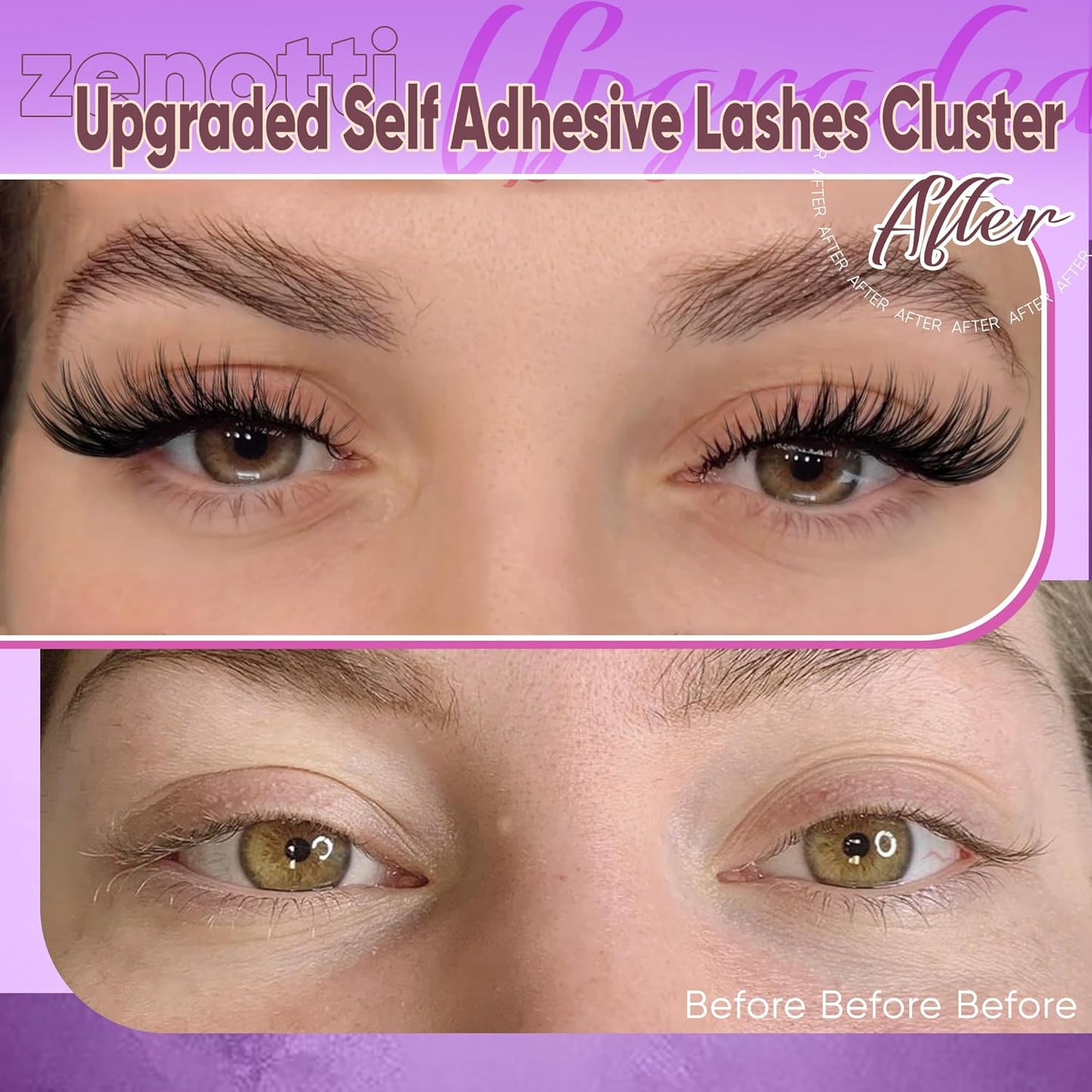 Self Adhesive Eyelash Clusters Natural Self Adhesive Lashes Cluster No Glue Eyelashes Press on Lashes Pre Glued Wispy Cluster Eyelash Extensions 8-16mm 120Pcs by zenotti