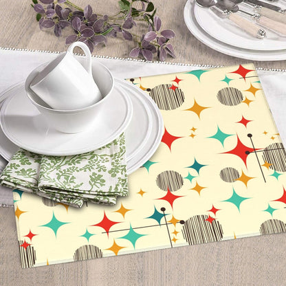 Mid Century Modern Atomic Retro Dish Drying Mat for Kitchen Counter Washable Absorbent Drying Mat Reversible Microfiber Yellow Drying Pad Home Holiday Decor Kitchen Accessories 16"x18"