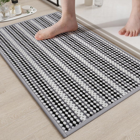 YDKGLSuper Absorbent Non Slip Bath Mats for Bathroom,FloorShower,Sink.Machine Washable Bathroom Rugs,Rubber Backed Bathroom Mats，Ultra Soft (Black 24x35)