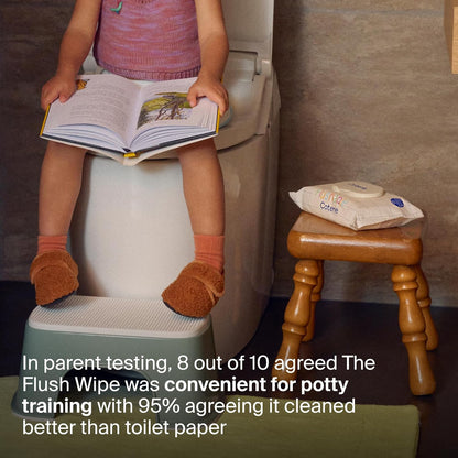 Coterie Flushable Wipes for Sensitive Skin, Hypoallergenic, 99% Water, Plant-Based Fibers, Sewer + Septic Safe to Flush, Fragrance Free, Designed for Potty Training | 8 Packs (448 Wipes)