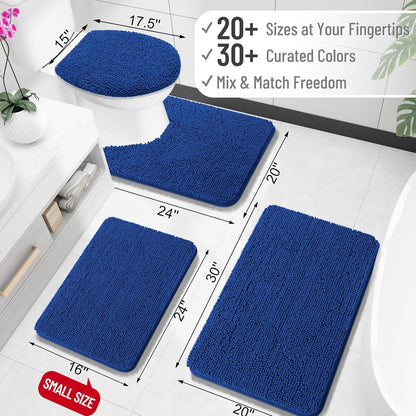 OLANLY Bathroom Rugs 30x20, Extra Soft Absorbent Chenille Bath Rugs, Rubber Backing Quick Dry, Machine Washable Bath Mats for Bathroom Floor, Tub and Shower, Home Decor Accessories, Royal Blue