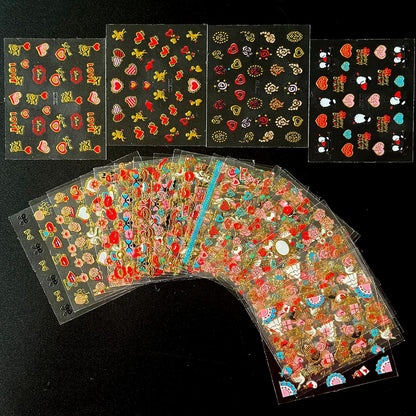 30 Sheets Heart Valentine Nail Art Stickers Decals 3D Self-Adhesive Pegatinas Uñas Red Heart Nail Decals Red Lips Rose Nail Supplies for DIY Acrylic Nail Art Decoration for Women and Girls