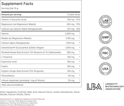 NOVOS Core Longevity Mix, Anti-Aging Supplement, Drink Powder Packet Orange Flavor - Skin Support, Energy, Mood, Sleep and Cognition Support - 30 Servings