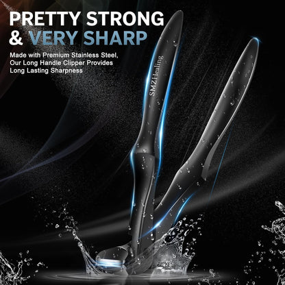 2025 Long Handle Toenail Clippers for Seniors, Angled Head Very Sharp Nail Clippers with Wide Opening for Men Wome, Toenail Clipper with Catcher for Thick Toenails and Fingernails