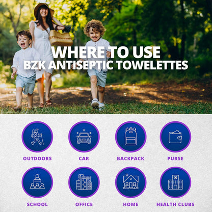 Benzalkonium Chloride Towelletes Hand Wipes – (Pack of 200) Chloride Swabs Individual BZK Single-Use Packets by MEDca 5"x6"