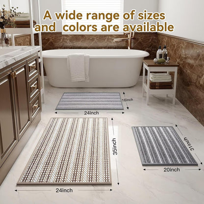Ultra Thin Bathroom Rugs 16x24,Soft Absorbent Chenille Bath Rugs,Rubber Backing Quick Dry, Machine Washable Bath Mats for Bathroom Floor,Tub and Shower, Home Decor Accessories, Coffee